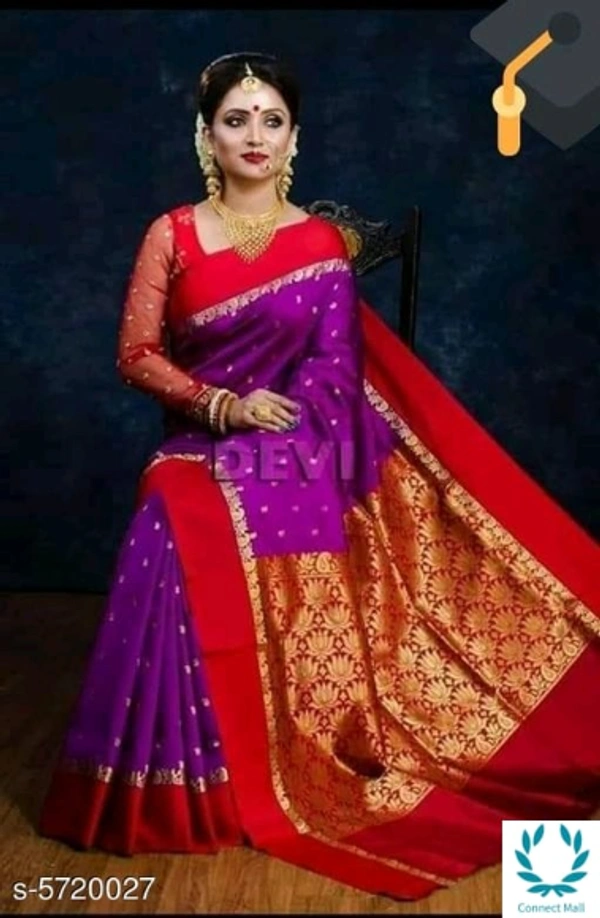 Kanjeevaram Designer  Silk Saree - Saree Length Size:5.5m Blouse Length Size; 0.8, Purple and red, Saree And Blouse Fabric:Kanjeevaram Silk, Pack of:1